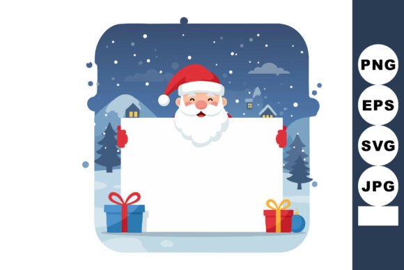 Download Santa Claus Holding Blank Sign with Gift - Blank sign Collection