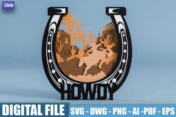 Download 3D Cowboy Horseshoe Sign SVG DXF - Horseshoe Collection