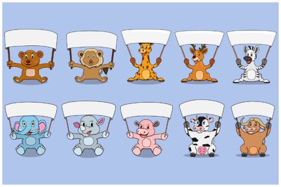 Download Animals Character with Big Blank Sign - Blank sign Collection