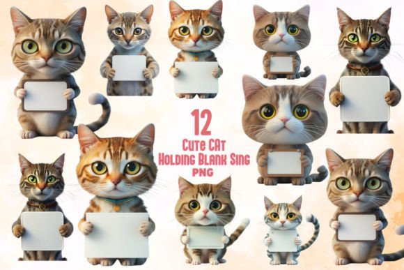 Download Cat Holding a Blank Sign Clipart - Blank sign Collection