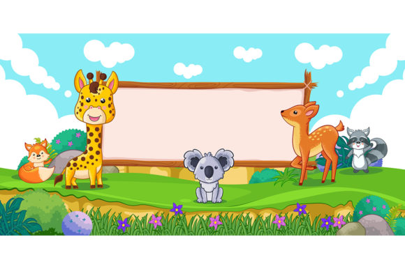 Download Cute Animals with a Blank Sign Wood - Blank sign Collection