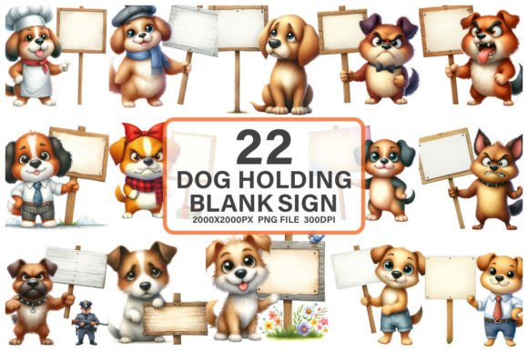Download Funny Dog Holding a Blank Sign Clipart - Funny Collection